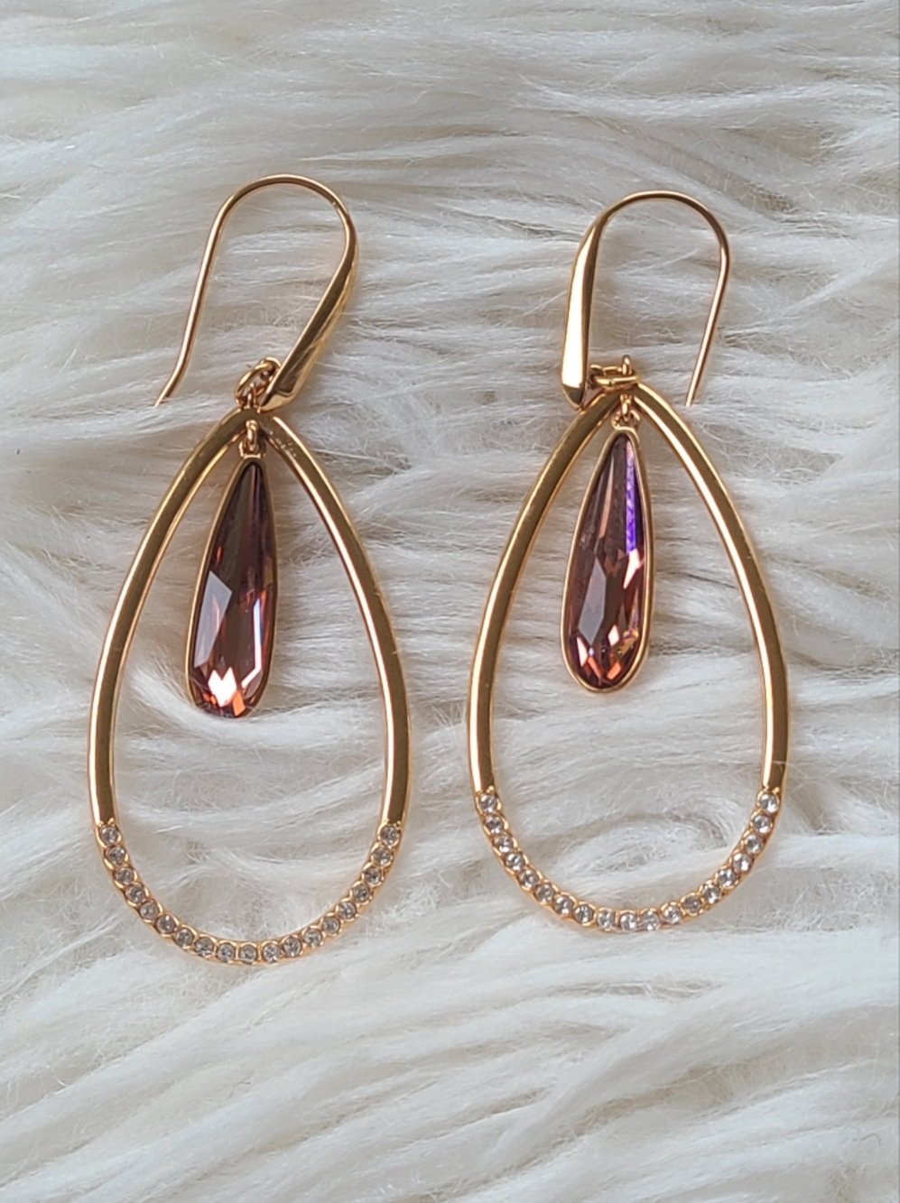 Swarovski Lisanne Oval Hoop Pierced Earrings, Rose Gold- Great Condition